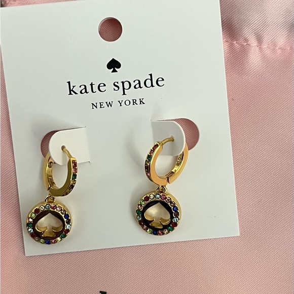 KATE SPADE Spot The Spade Pave Halo Huggie Earrings - Picture 4 of 5
